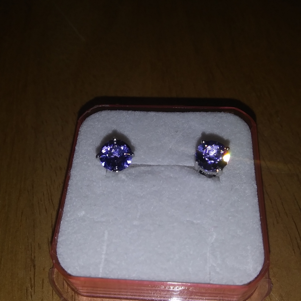 Sterling silver tanzanite stud earrings